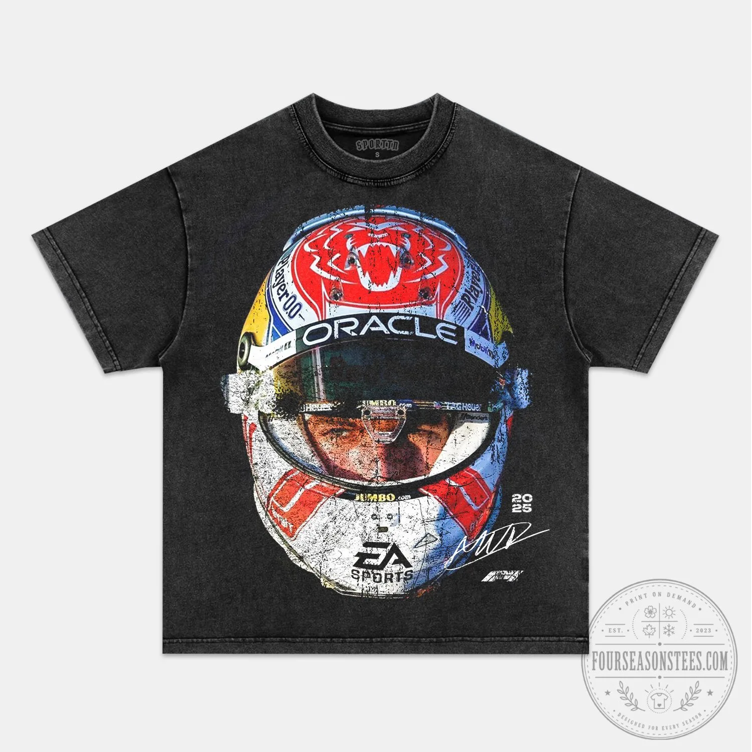 Max Verstappen Formula One Racing Helmet Graphic T-Shirt