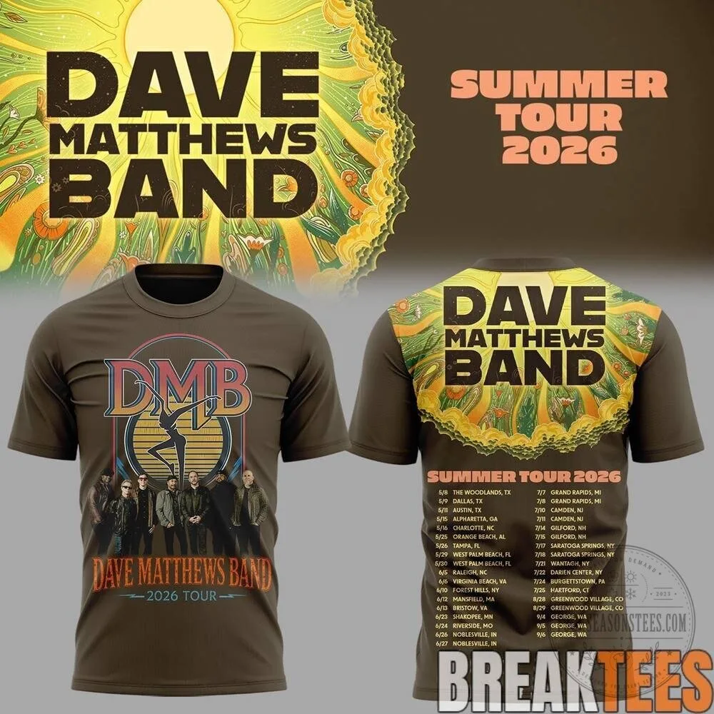 Dave Matthews Band Summer Tour 2026 Concert Dates Graphic T-Shirt