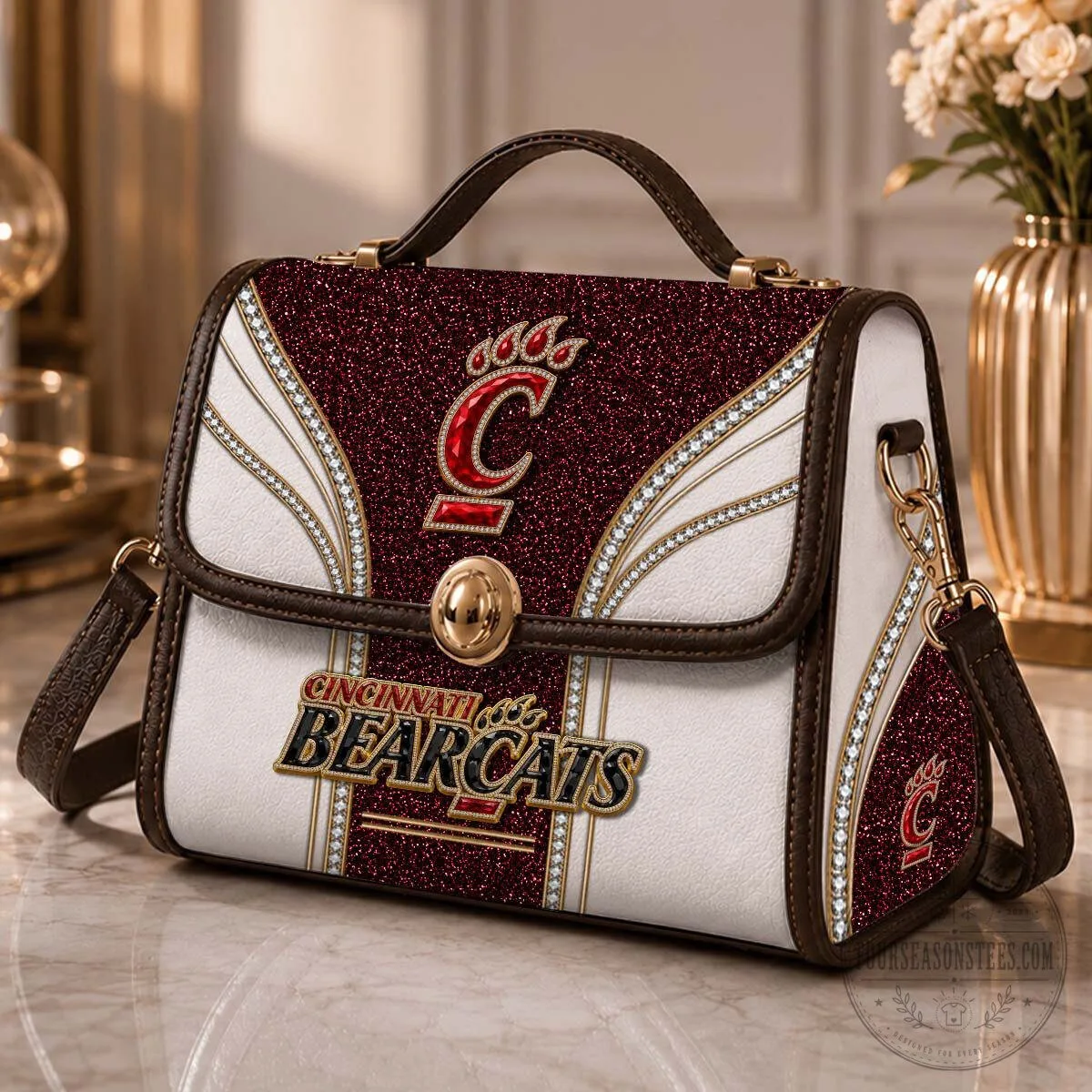 Cincinnati Bearcats Glitter Faux Leather Shoulder Bag