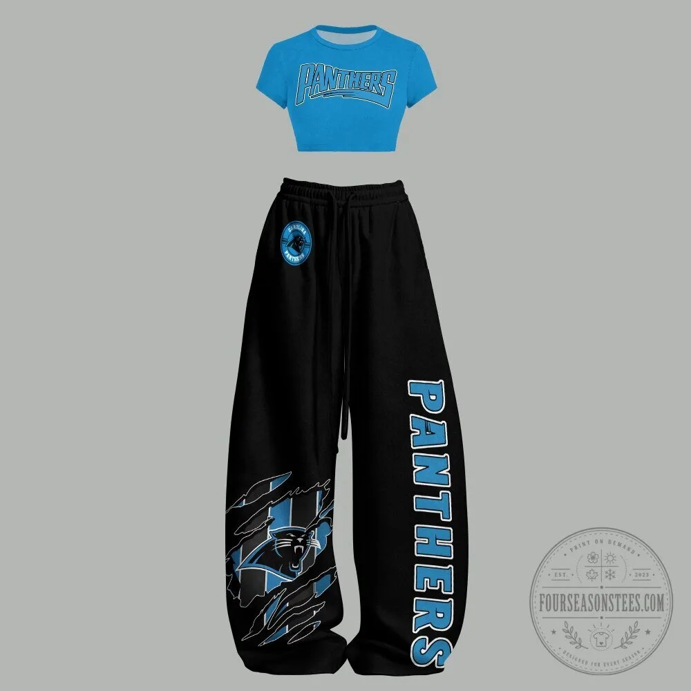 Carolina Panthers Women's Crop Top and Sweatpants Two-Piece Set
