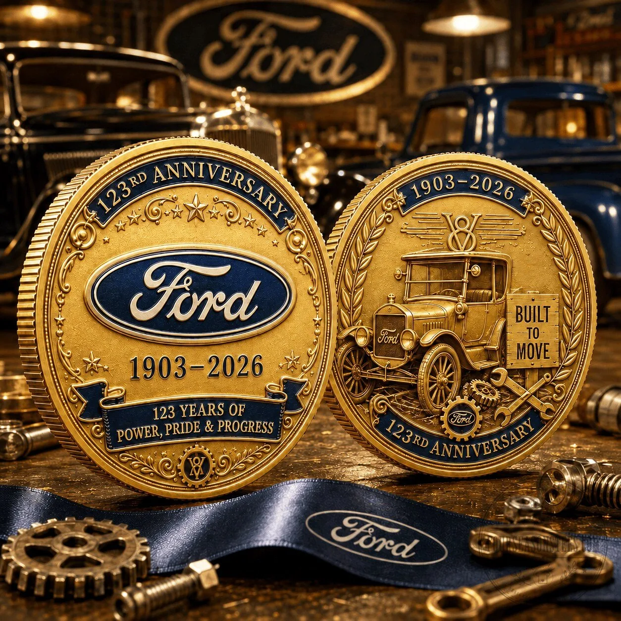 Ford 123rd Anniversary Built To Move Gold Commemorative Coin