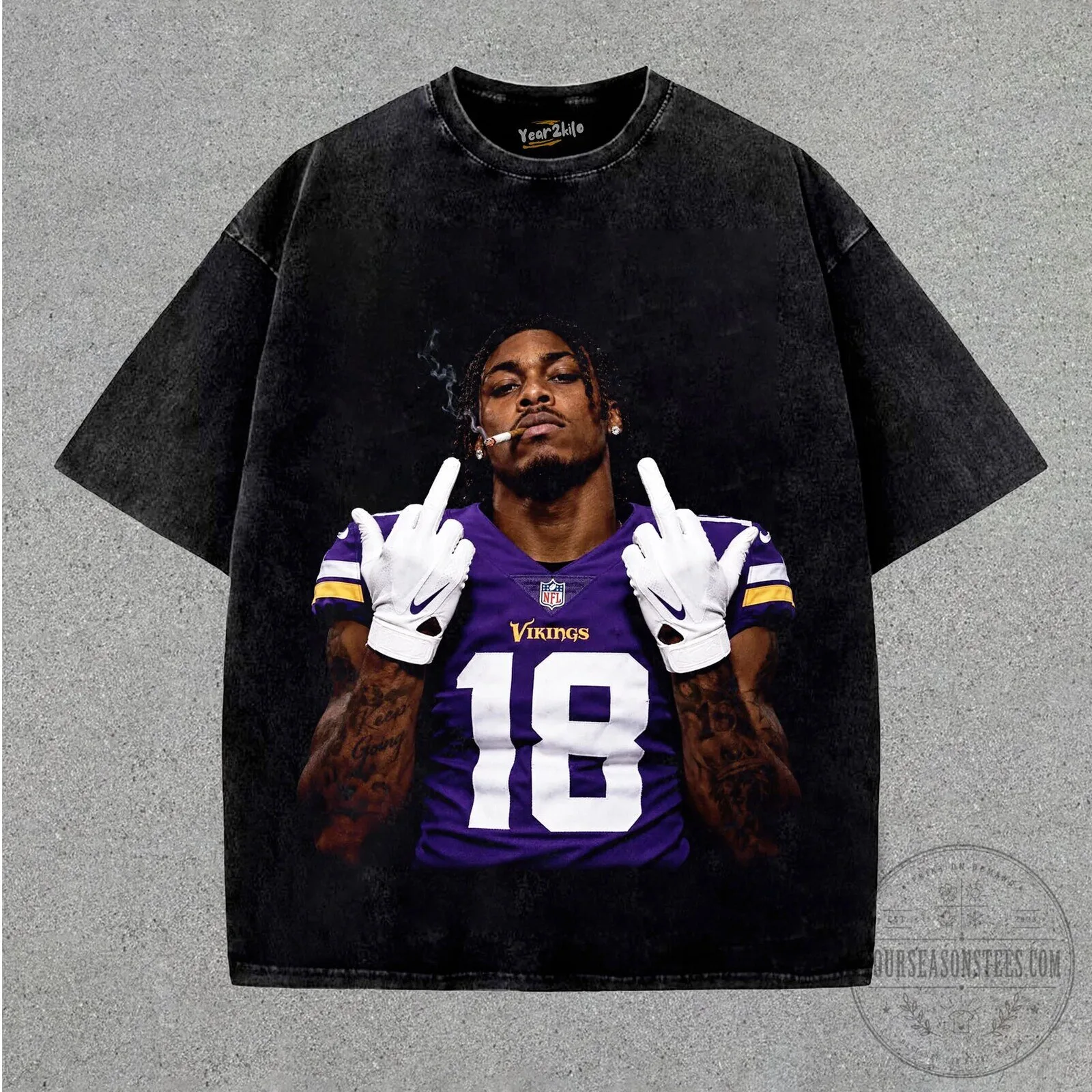 Justin Jefferson Middle Finger Vikings Number 18 Football T-Shirt