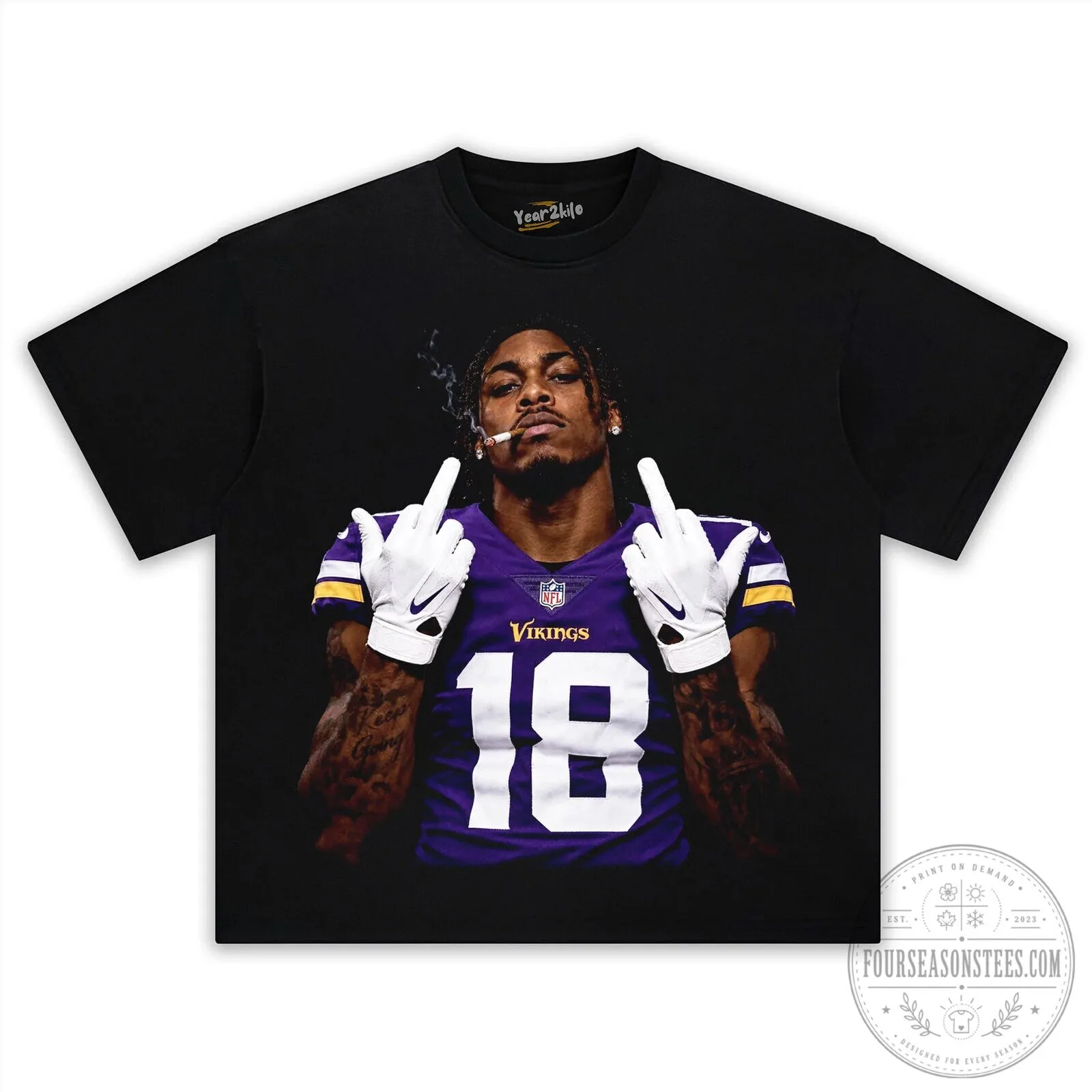 Justin Jefferson Middle Finger Vikings Number 18 Football T-Shirt 13 Justin Jefferson Middle Finger Vikings Number 18 Football T-Shirt