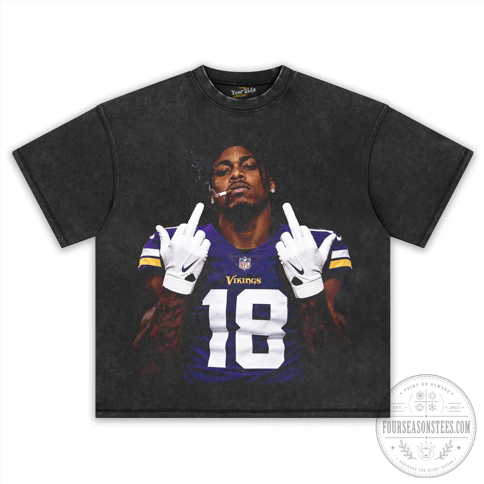 Justin Jefferson Middle Finger Vikings Number 18 Football T-Shirt 14 Justin Jefferson Middle Finger Vikings Number 18 Football T-Shirt