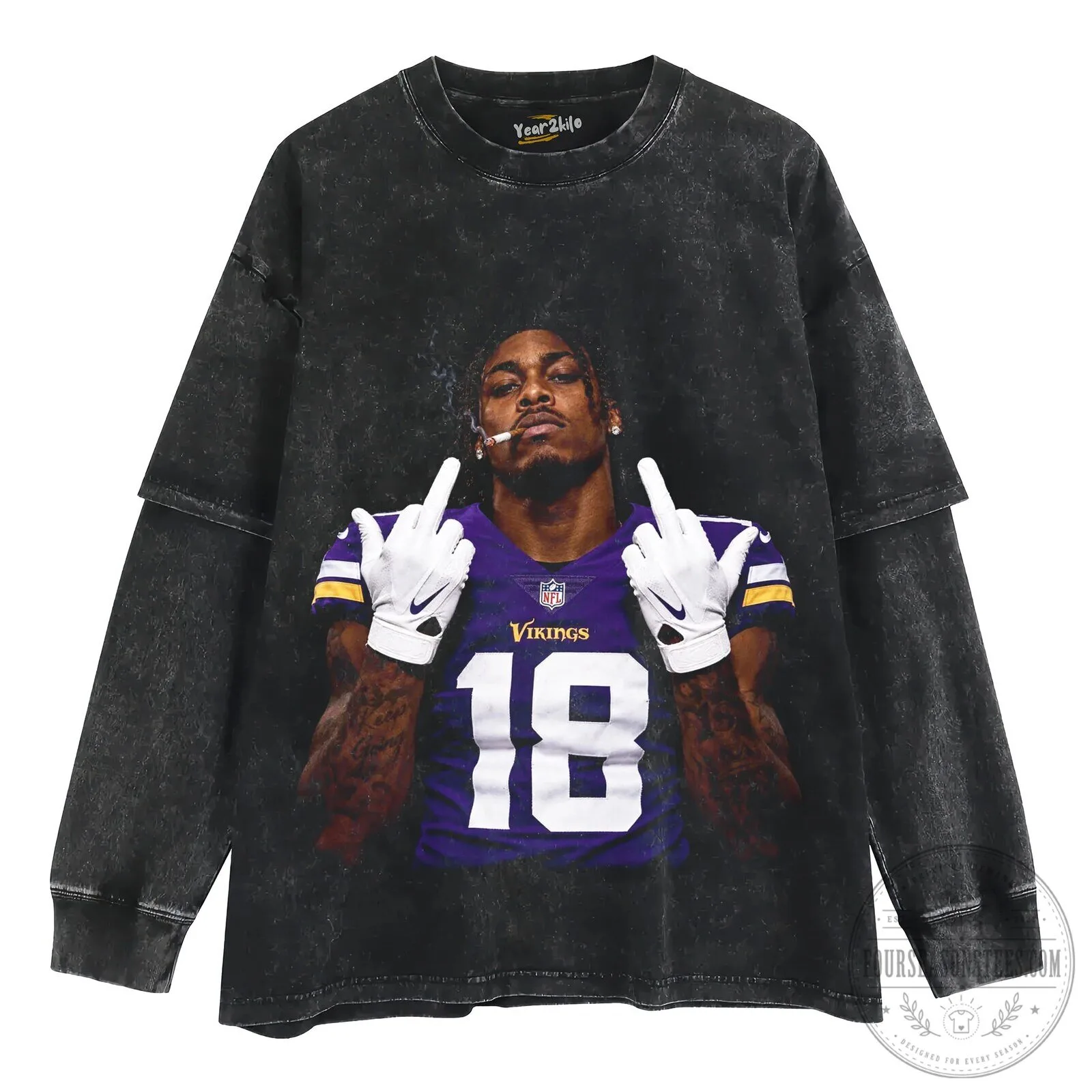 Justin Jefferson Middle Finger Vikings Number 18 Football T-Shirt 16 Justin Jefferson Middle Finger Vikings Number 18 Football T-Shirt