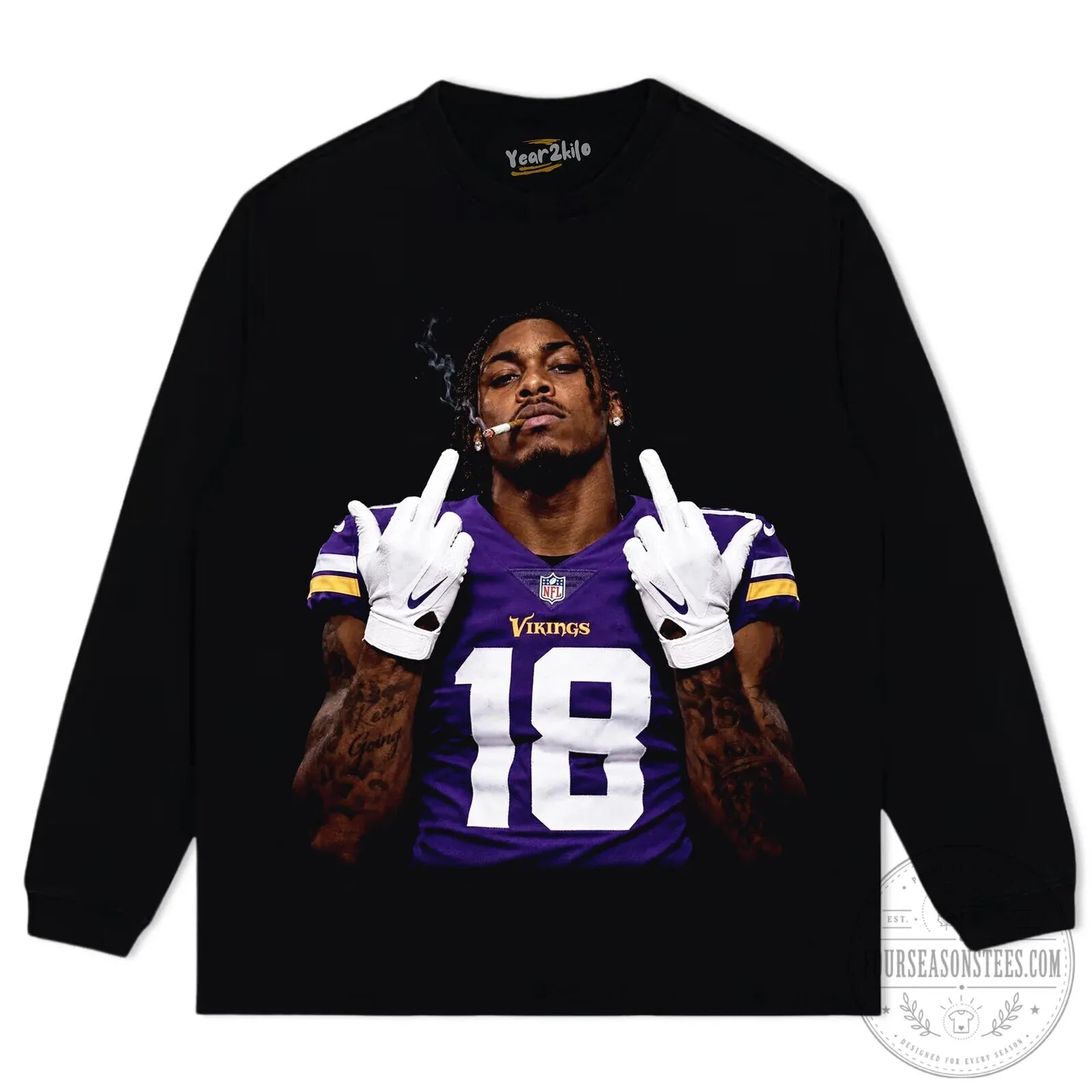 Justin Jefferson Middle Finger Vikings Number 18 Football T-Shirt 17 Justin Jefferson Middle Finger Vikings Number 18 Football T-Shirt