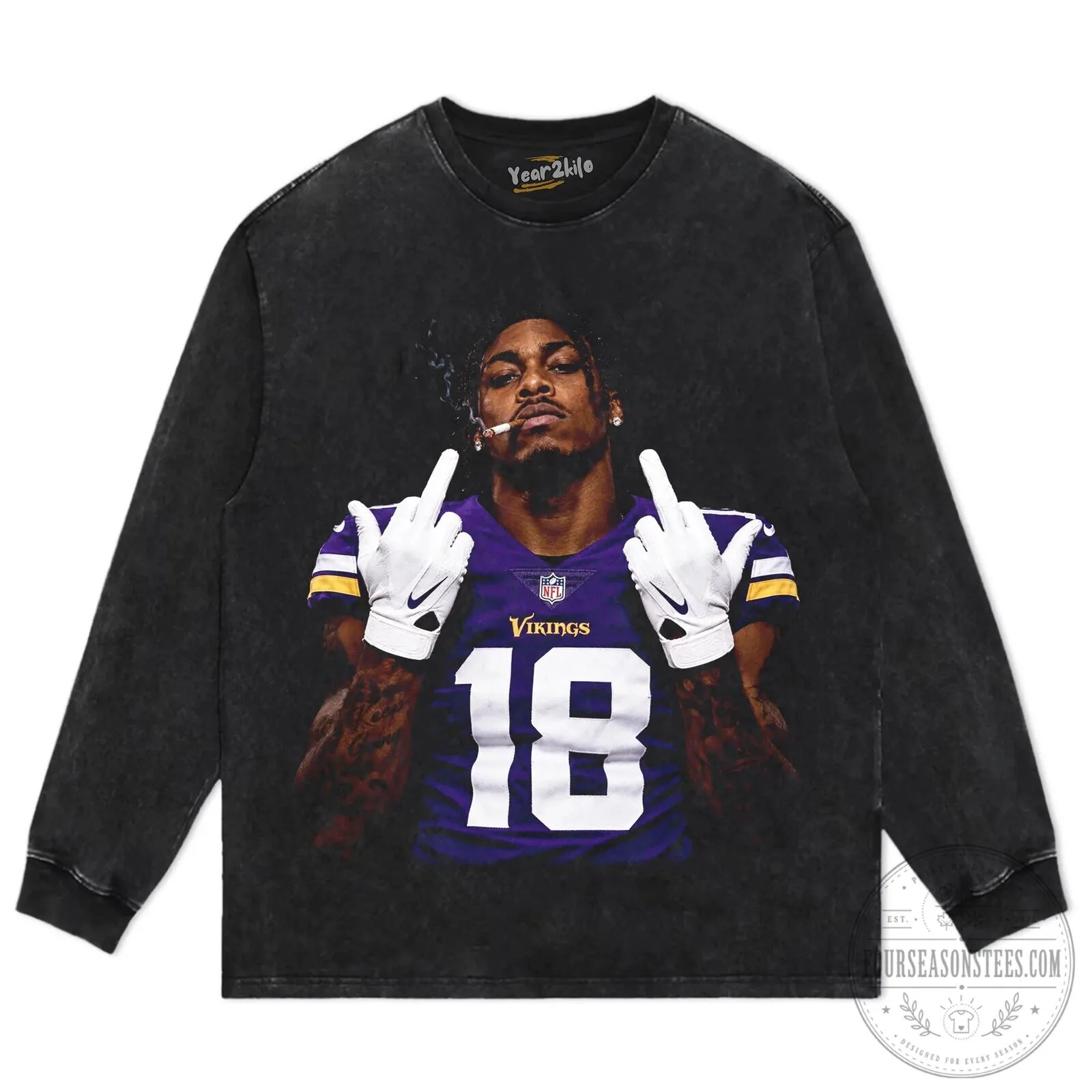 Justin Jefferson Middle Finger Vikings Number 18 Football T-Shirt 18 Justin Jefferson Middle Finger Vikings Number 18 Football T-Shirt