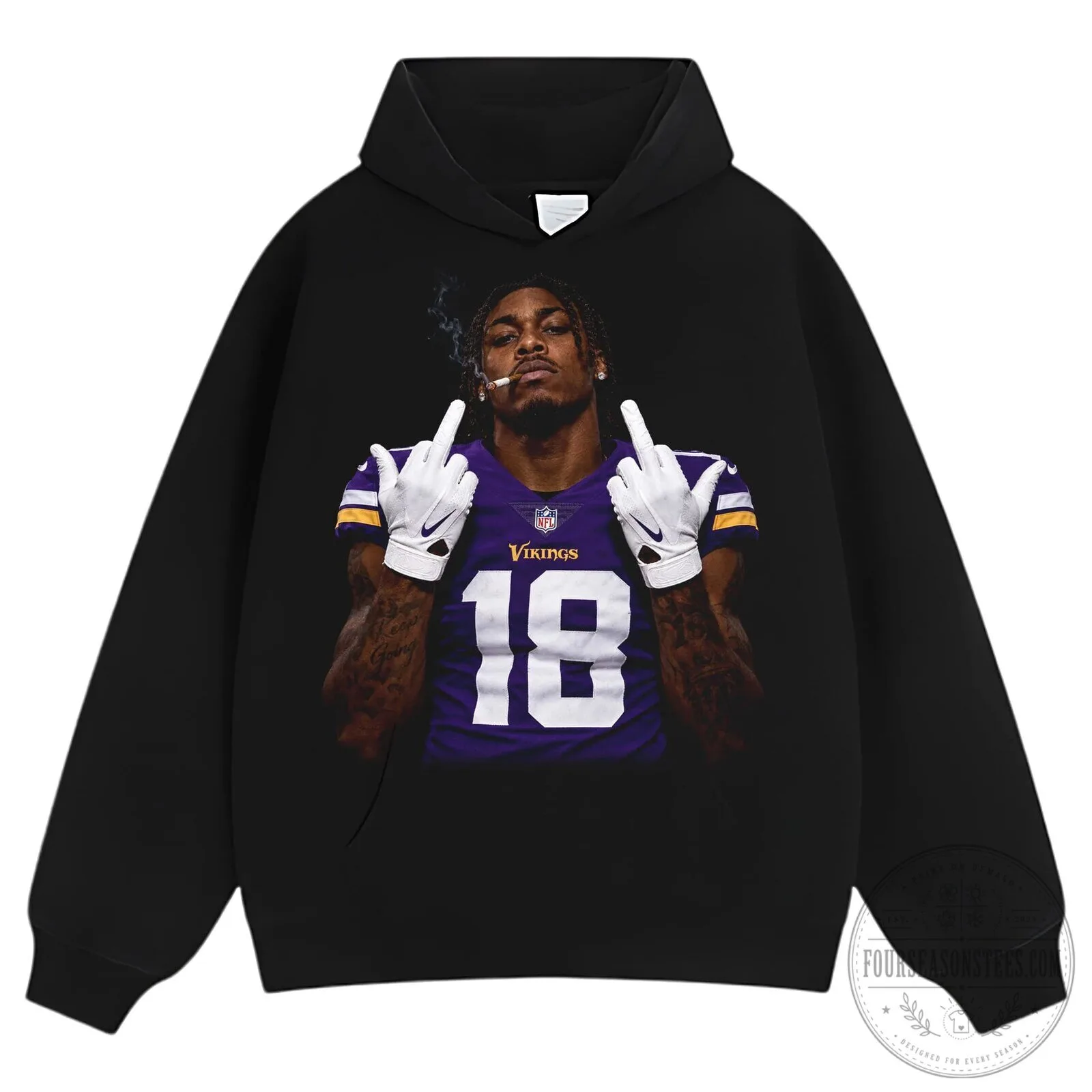 Justin Jefferson Middle Finger Vikings Number 18 Football T-Shirt 19 Justin Jefferson Middle Finger Vikings Number 18 Football T-Shirt
