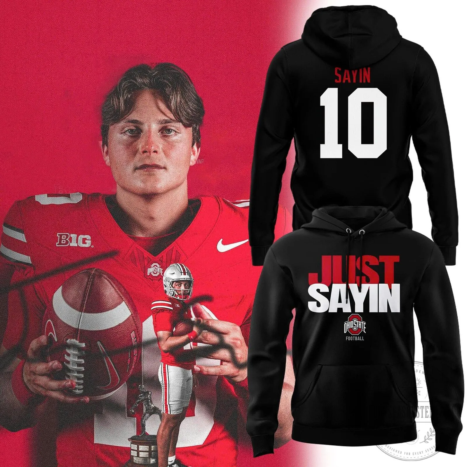Julian Sayin Ohio State Football Number 10 Just Sayin' Black Hoodie 1 Julian Sayin Ohio State Football Number 10 Just Sayin' Black Hoodie