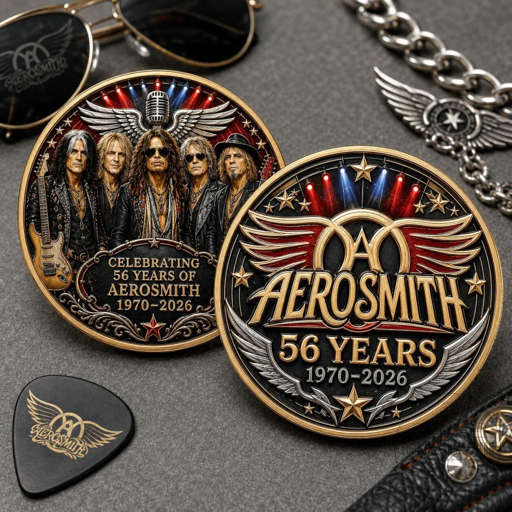 Aerosmith 56th Anniversary Commemorative Challenge Coin 1970-2026 Double-Sided Collectible Aerosmith 56th Anniversary Commemorative Challenge Coin 1970-2026 Double-Sided Collectible