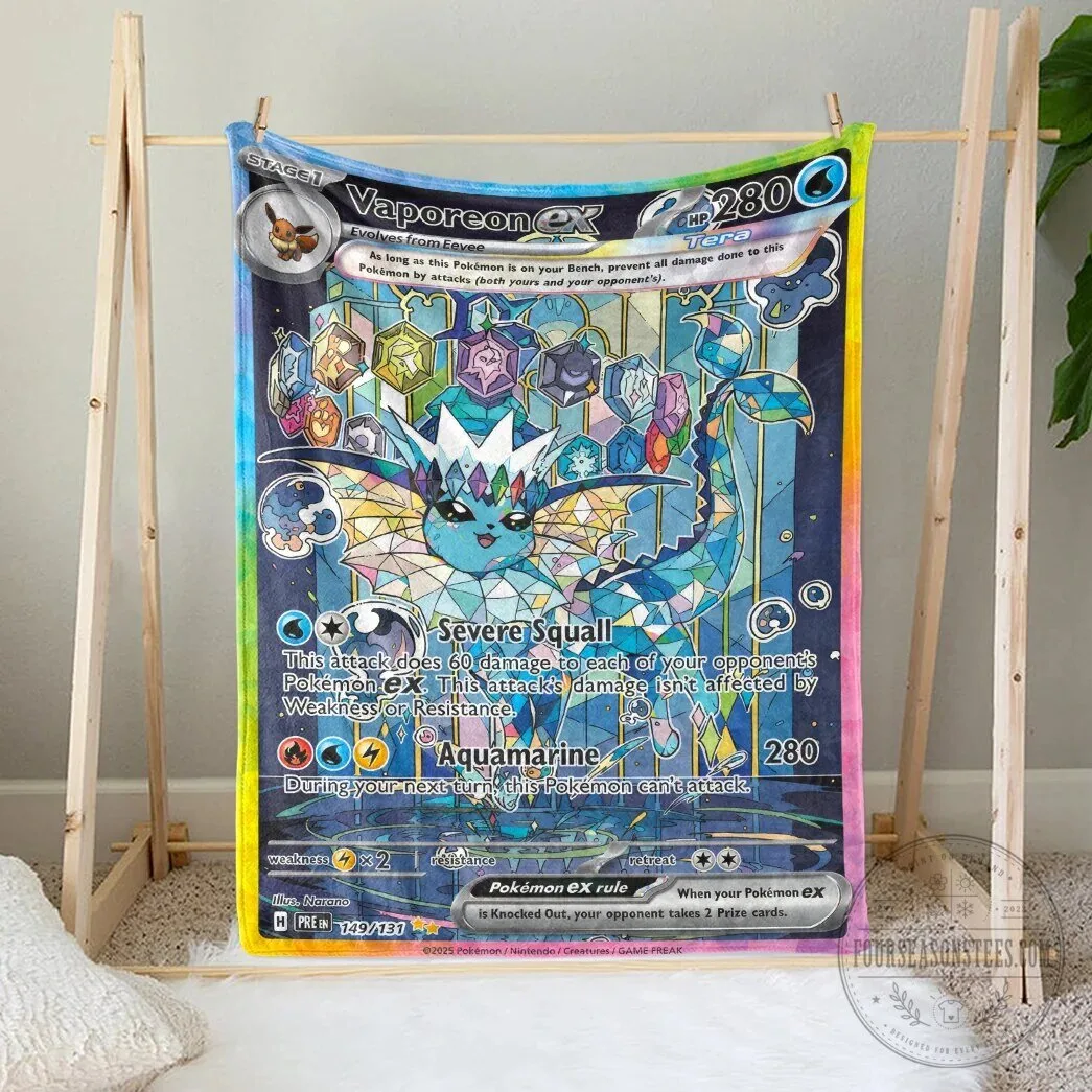 Vaporeon EX Pokemon Trading Card Game Fleece Blanket