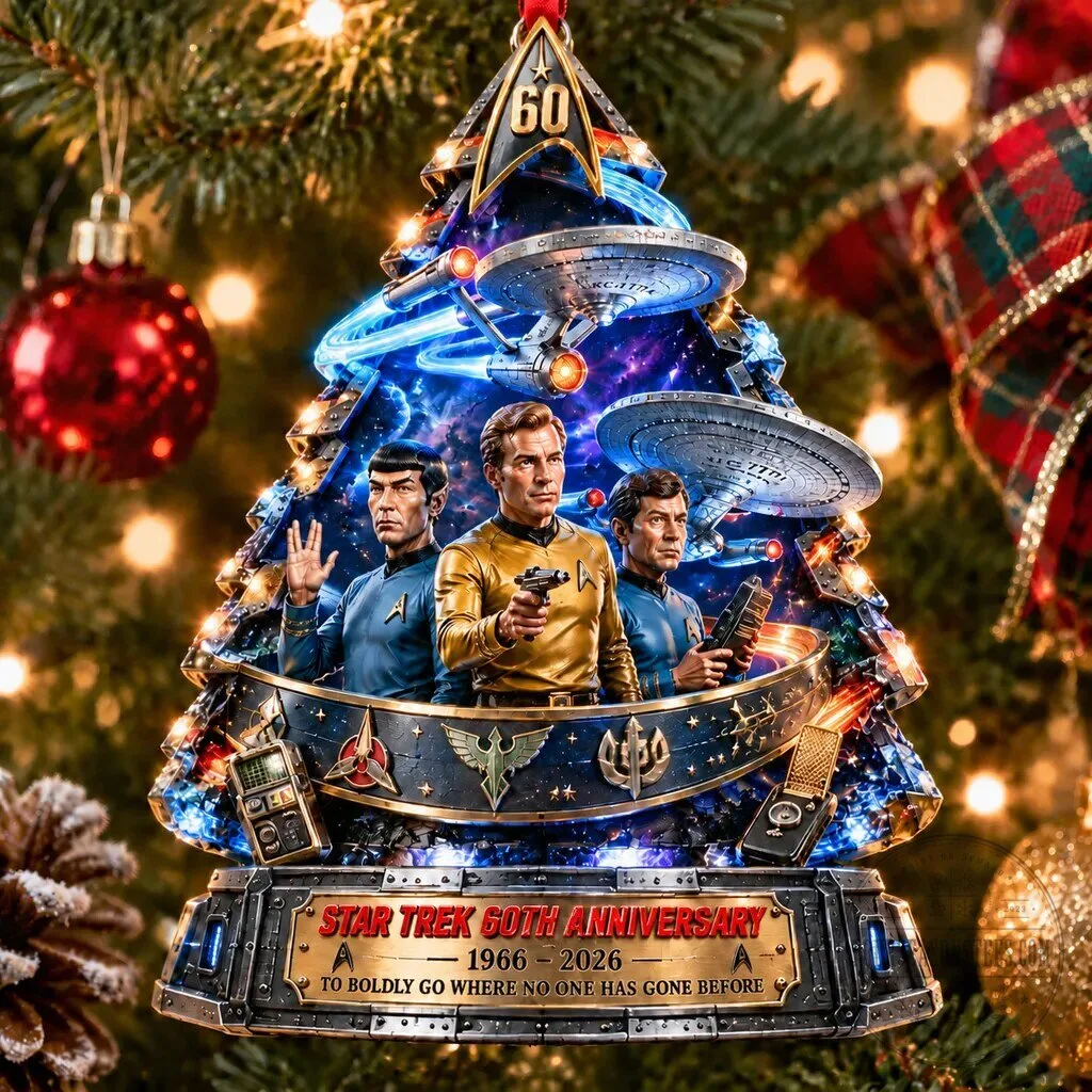 Star Trek 60th Anniversary Christmas Tree Ornament with Captain Kirk and Spock