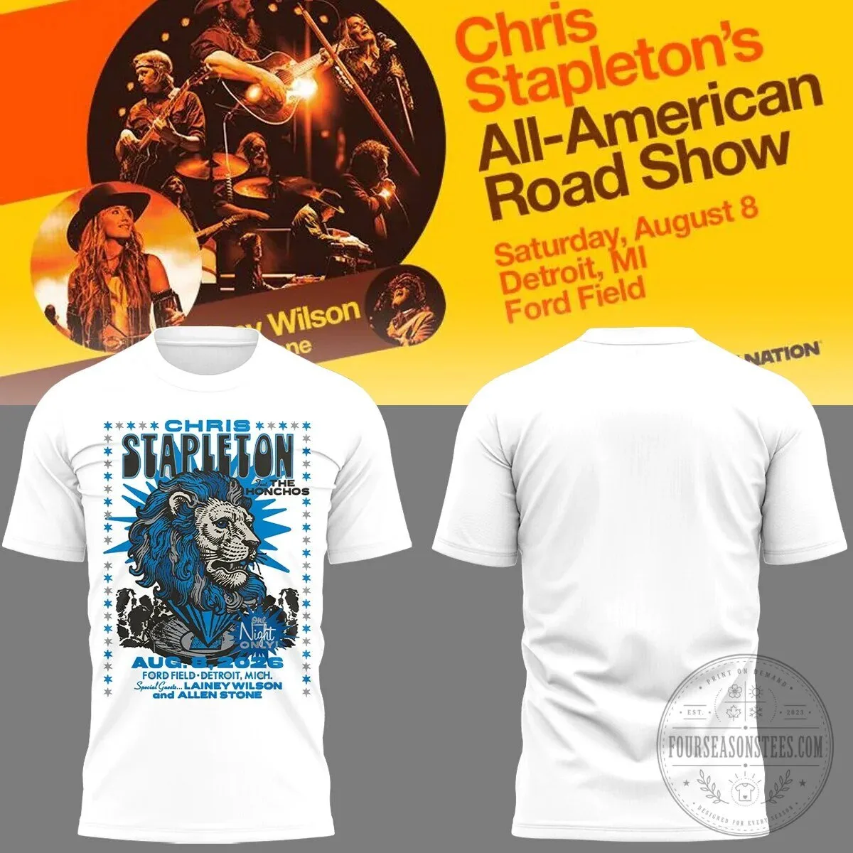 Chris Stapleton's All-American Road Show Detroit Concert T-Shirt