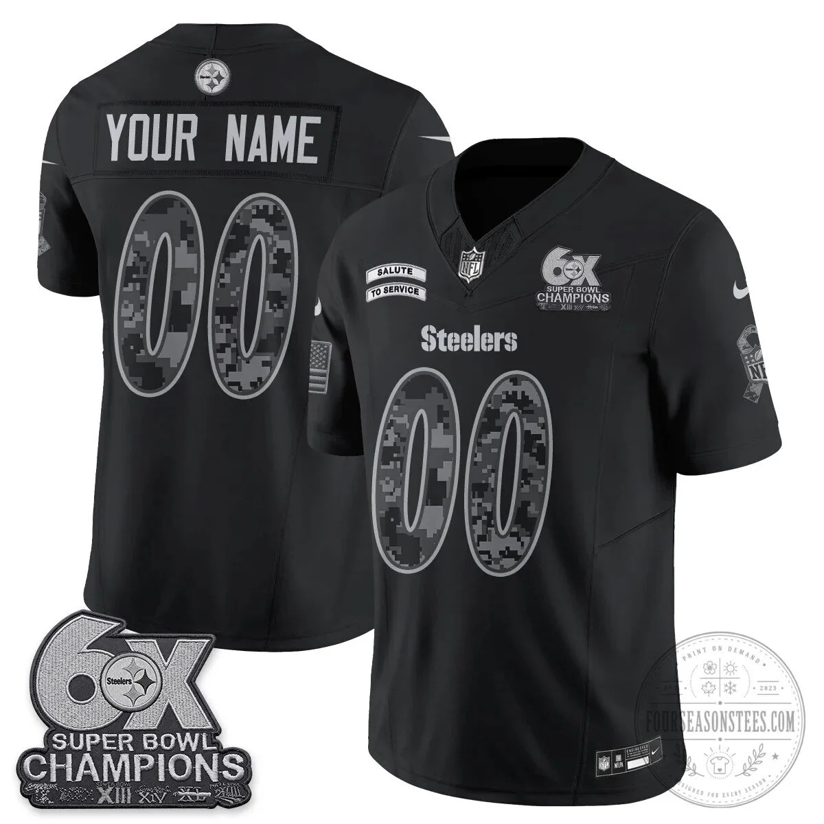 Pittsburgh Steelers Salute to Service Edition Vapor Custom Football Jersey