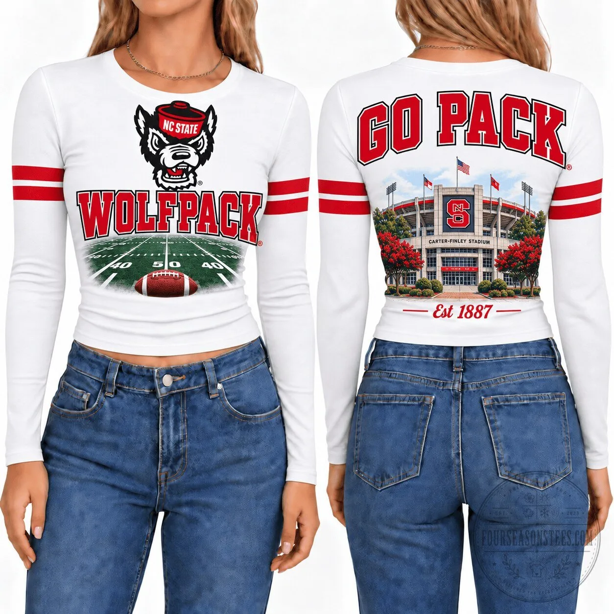 North Carolina State Wolfpack Football Carter-Finley Stadium Long-Sleeve Shirt