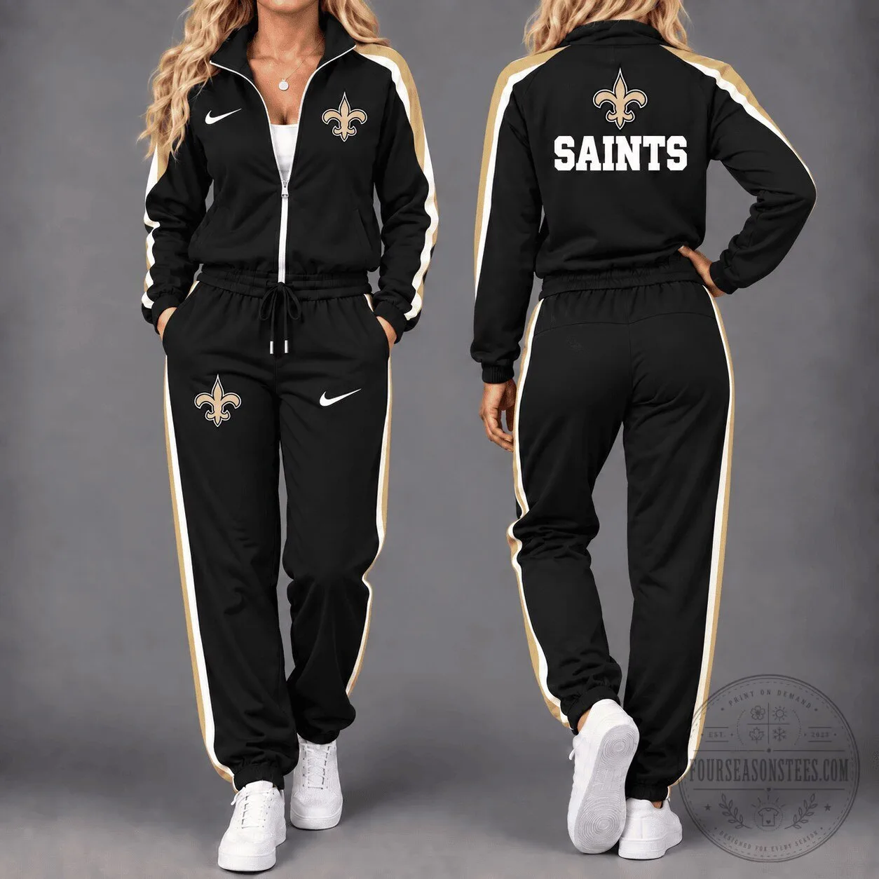 New Orleans Saints National Football League Team Black Tracksuit Set