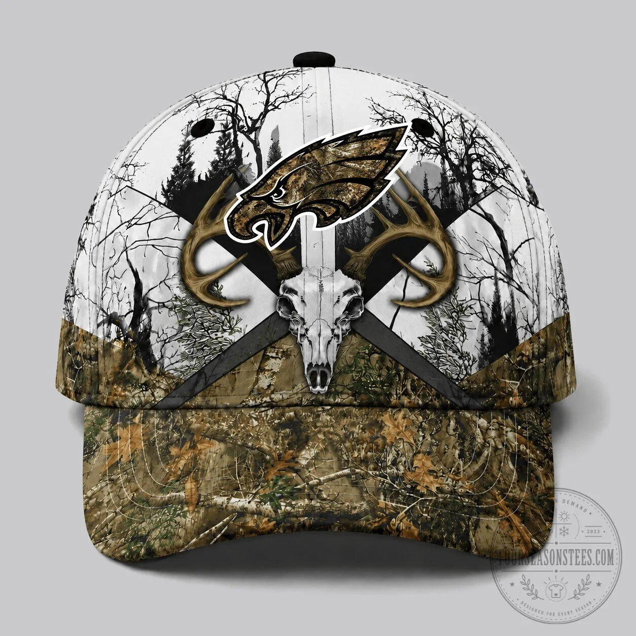Philadelphia Eagles Hunting Camouflage Deer Skull Baseball Cap Hat