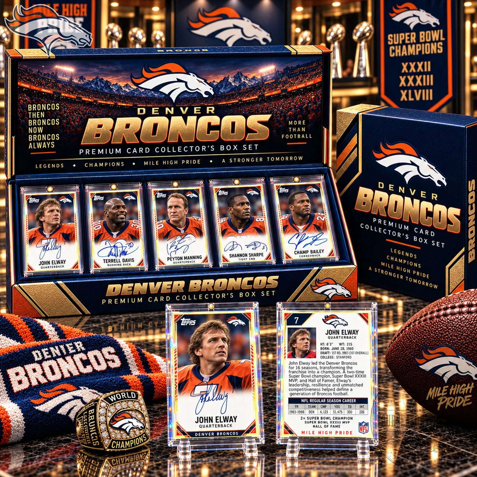Denver Broncos Football Legends Premium Card Collector's Box Set