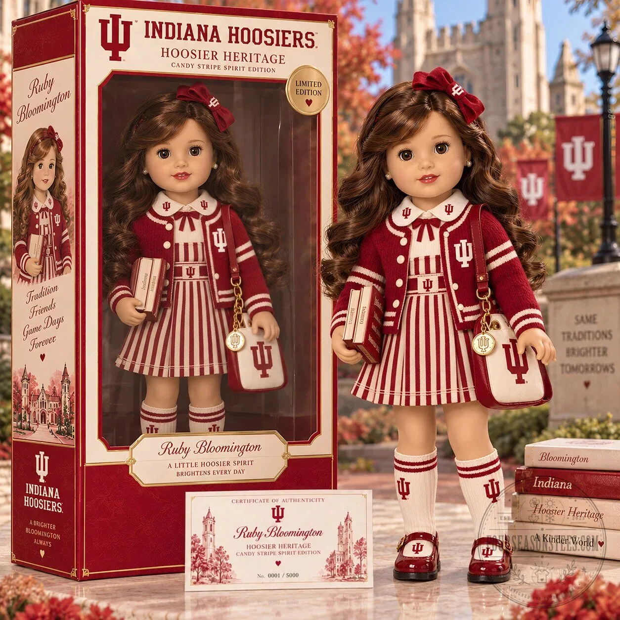 Indiana Hoosiers Ruby Bloomington Candy Stripe Spirit Edition Doll