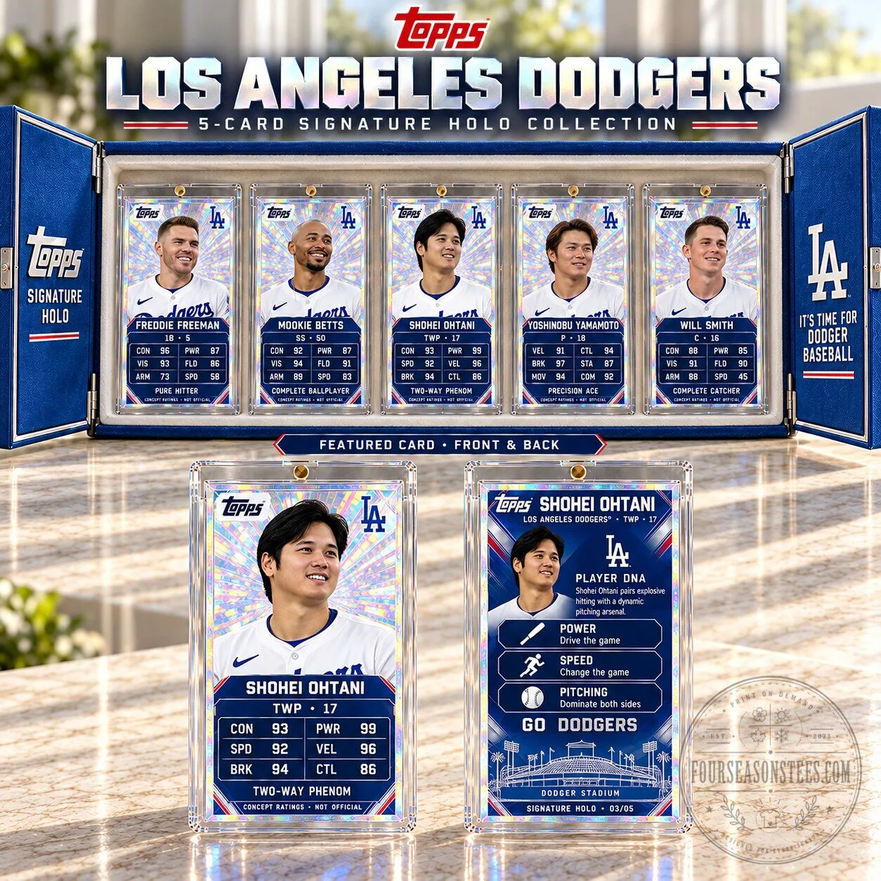 Los Angeles Dodgers 5-Card Signature Holo Collection Baseball Trading Cards Box Set