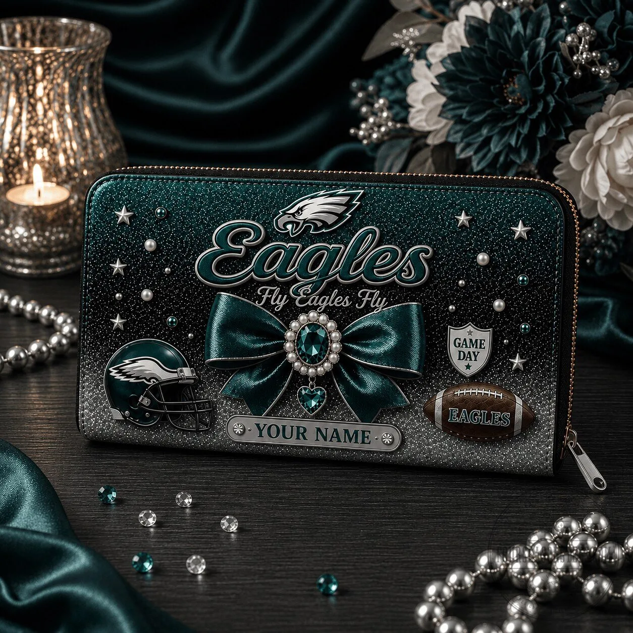 Philadelphia Eagles Fan Personalized Sparkle Wallet