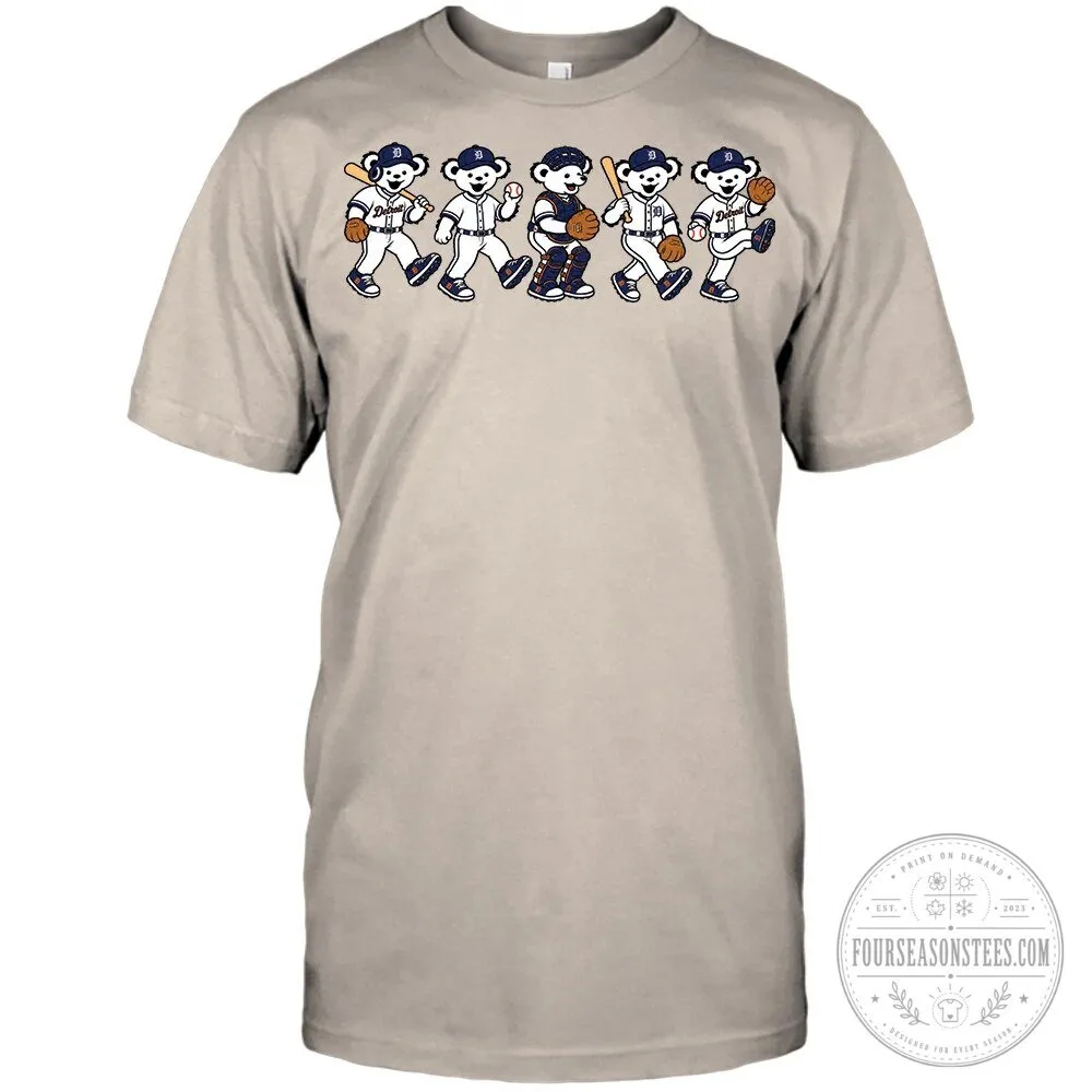 Detroit Tigers Shirt Grateful Dead Dancing Bears Baseball Team Fan Apparel