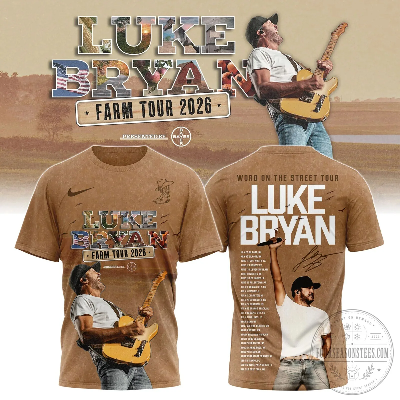 Luke Bryan Farm Tour 2026 The Word On The Street Concert T-Shirt
