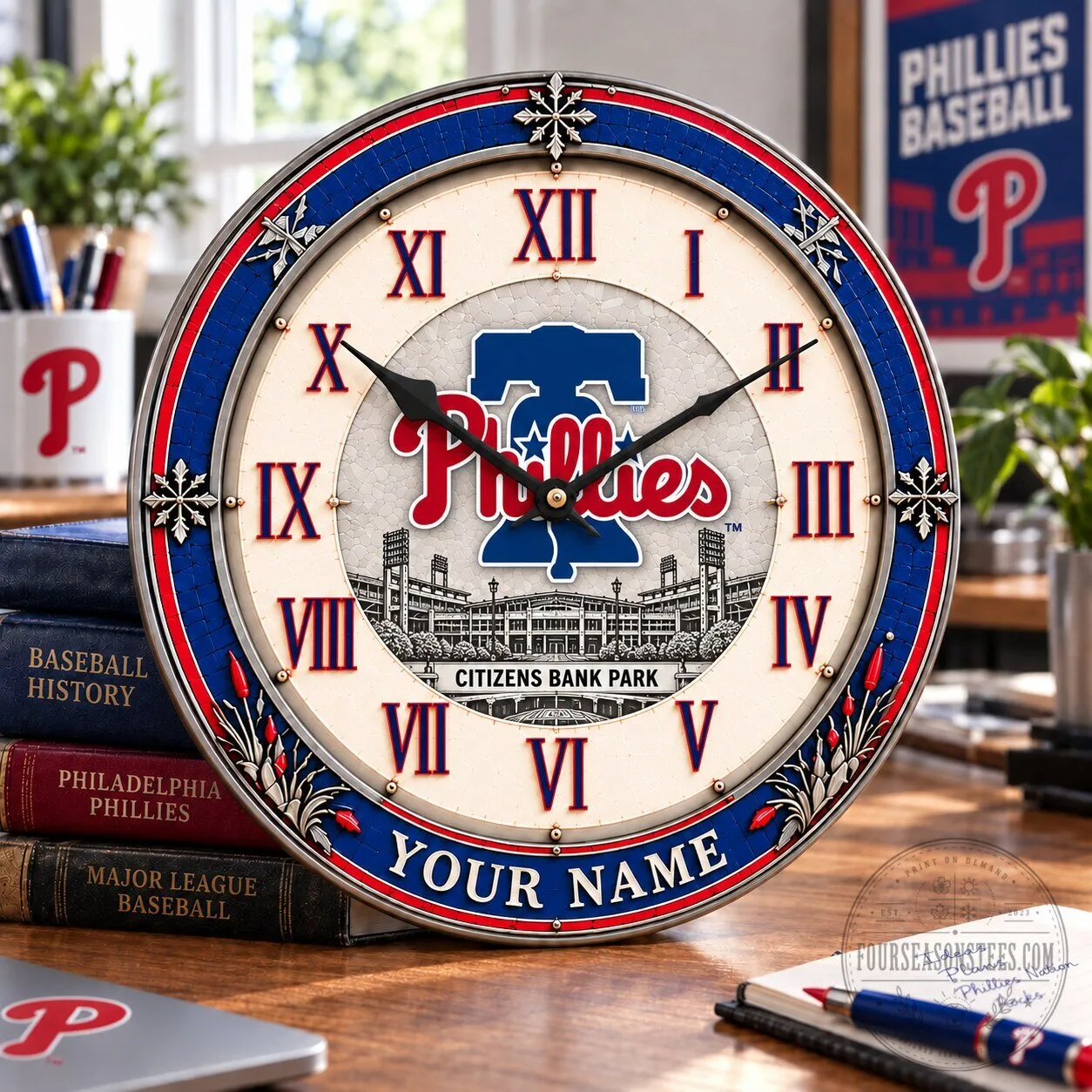 Philadelphia Phillies MLB Special Round Wall Clock Personalized