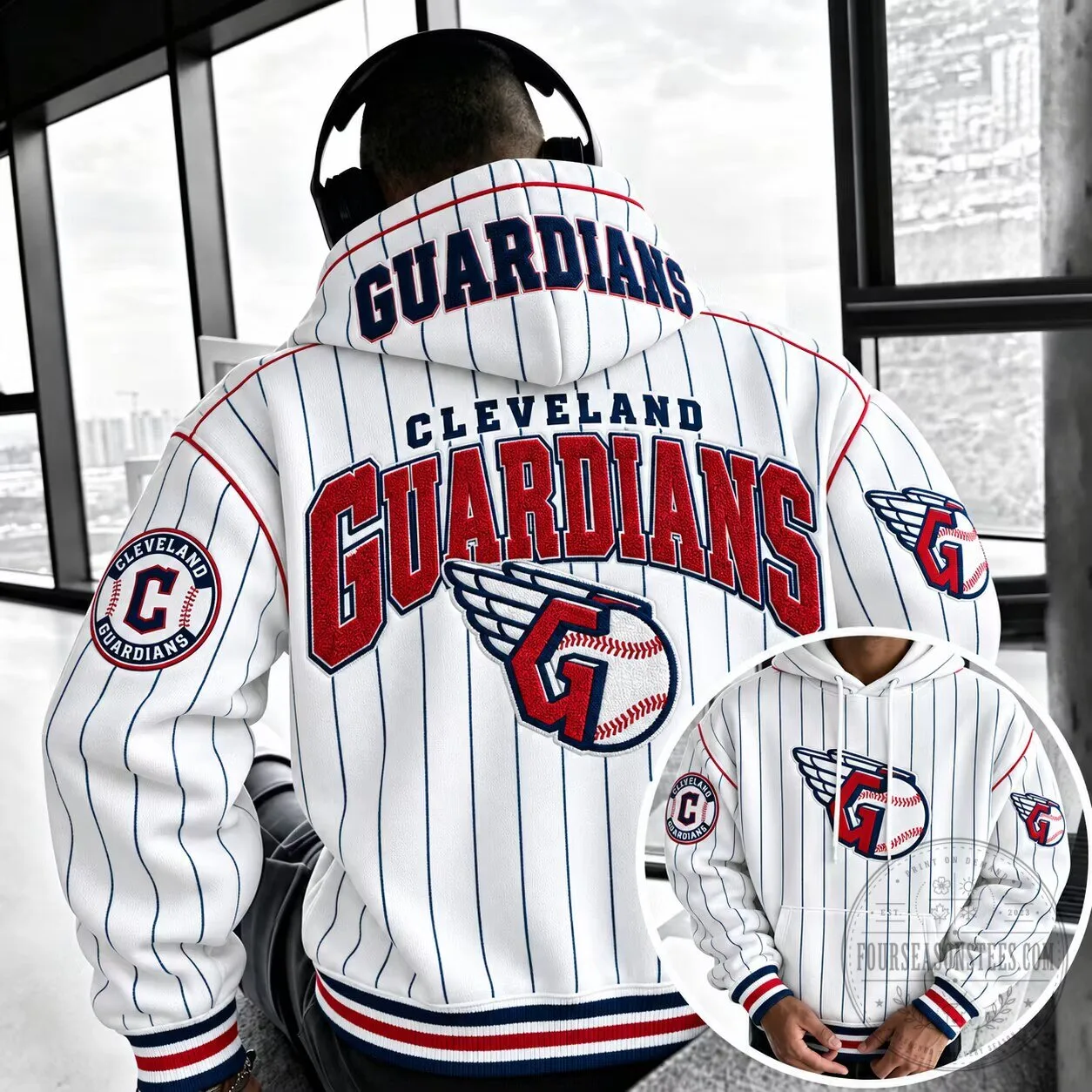 Cleveland Guardians Baseball Pinstripe Hoodie
