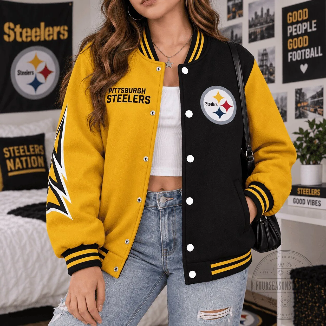 NFL Team Legacy Game Day Bomber Jacket for Pittsburgh Steelers