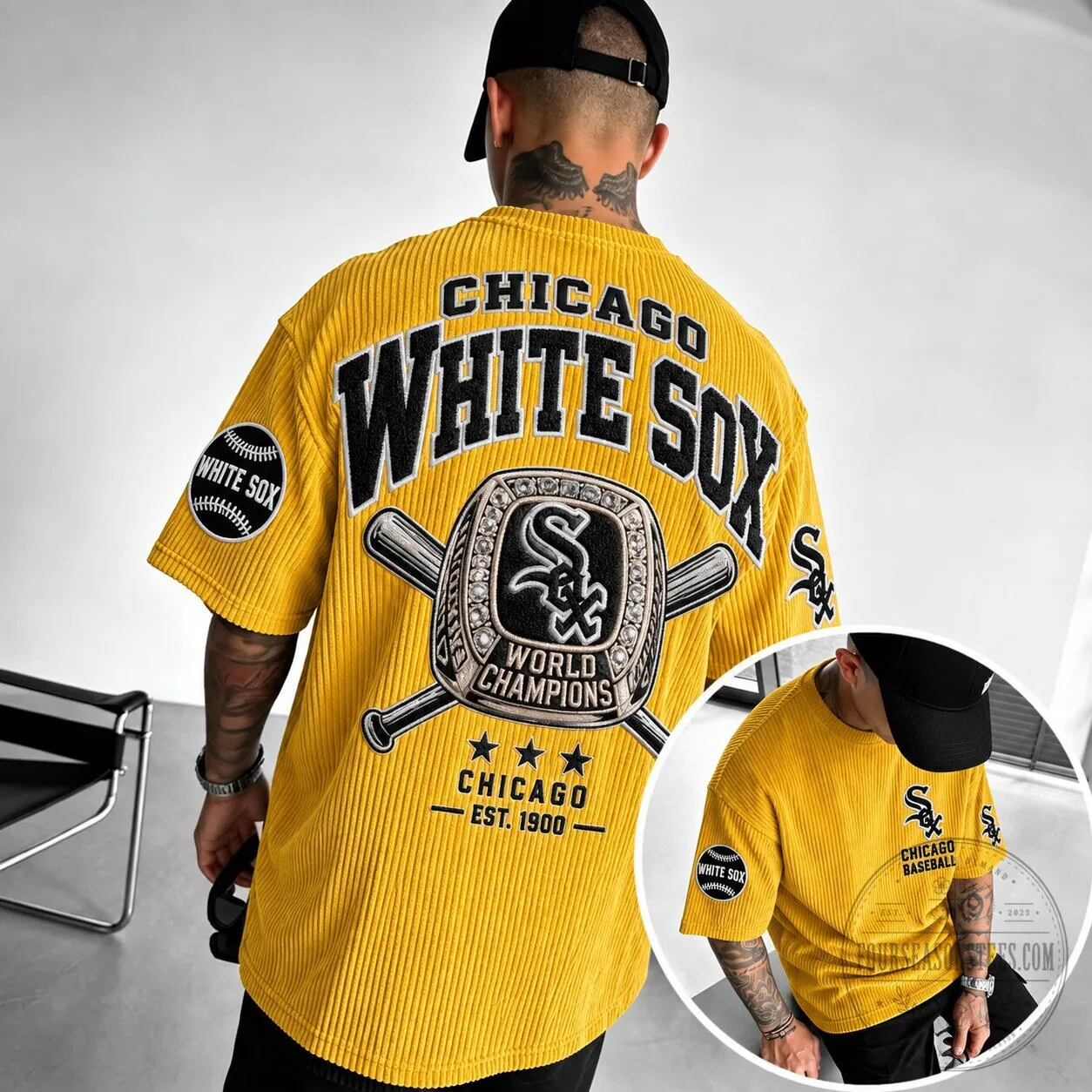 Chicago White Sox World Champions Baseball Corduroy Short-Sleeve T-Shirt 1 Chicago White Sox World Champions Baseball Corduroy Short-Sleeve T-Shirt