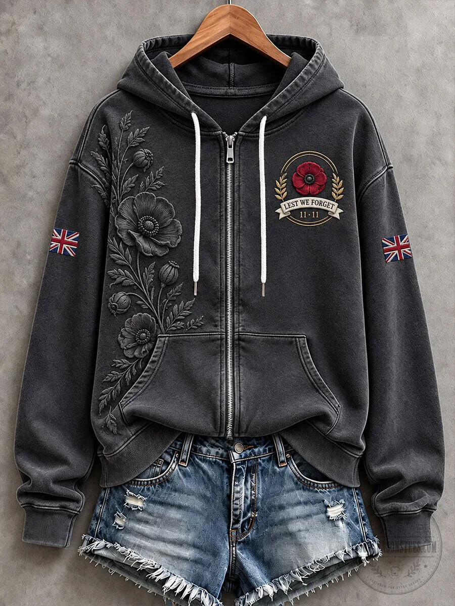Lest We Forget Poppy Flower Remembrance Day Hoodie
