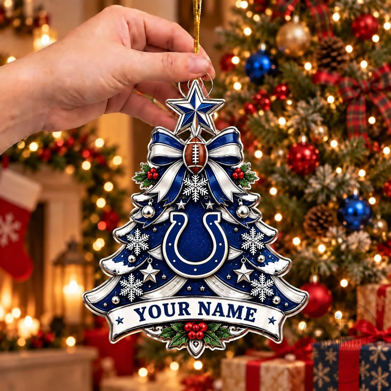 Indianapolis Colts Christmas Tree Ornament Custom Name
