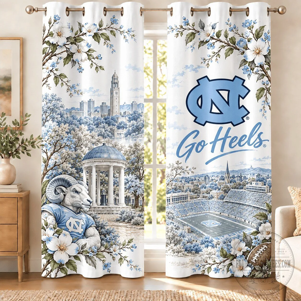 North Carolina Tar Heels College Football Fan Room Decor Curtains