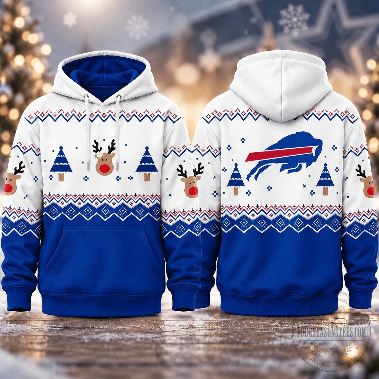 Buffalo Bills Christmas Ugly Sweater Style Pullover Hoodie