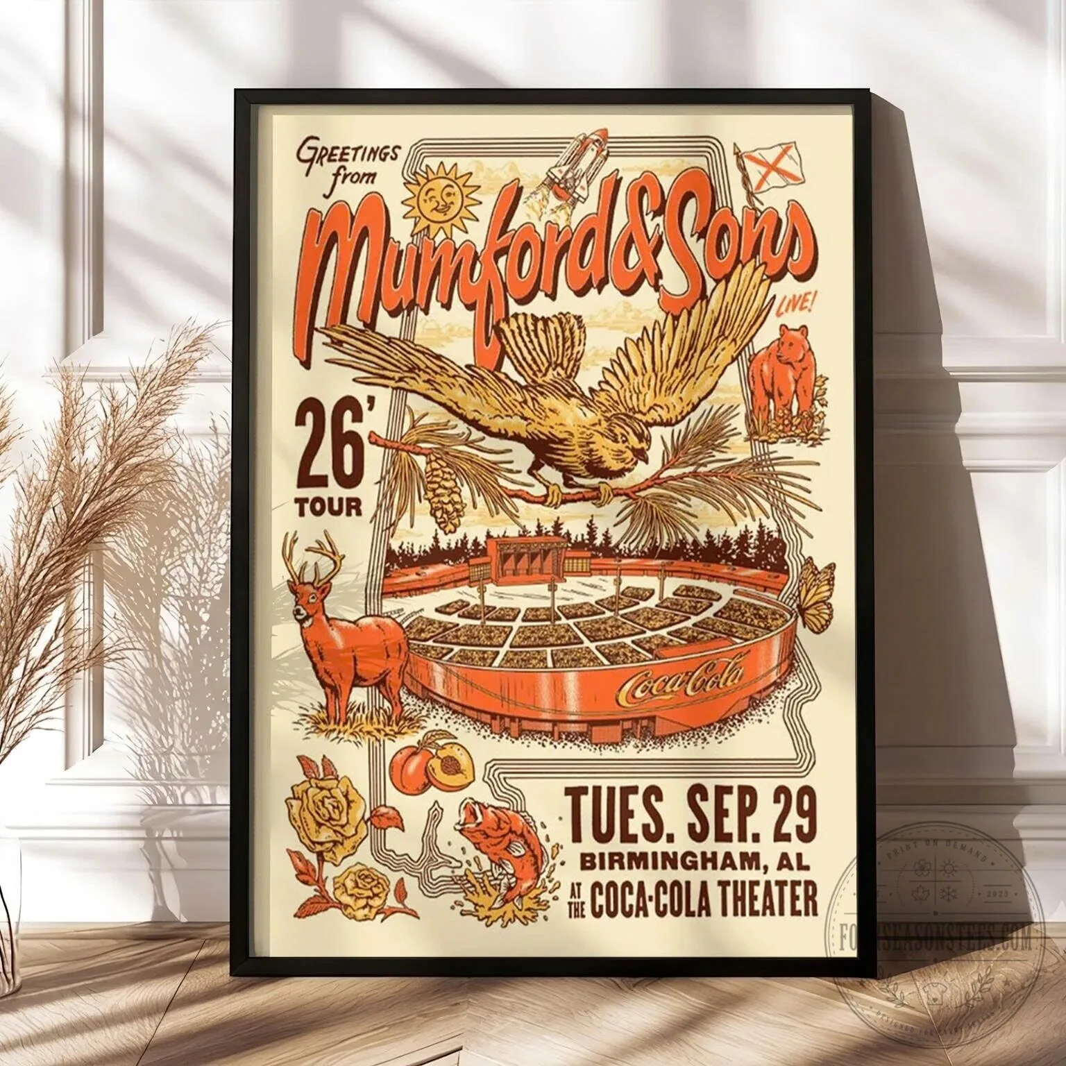Mumford And Sons Birmingham Alabama Coca-Cola Theater Concert Tour Poster