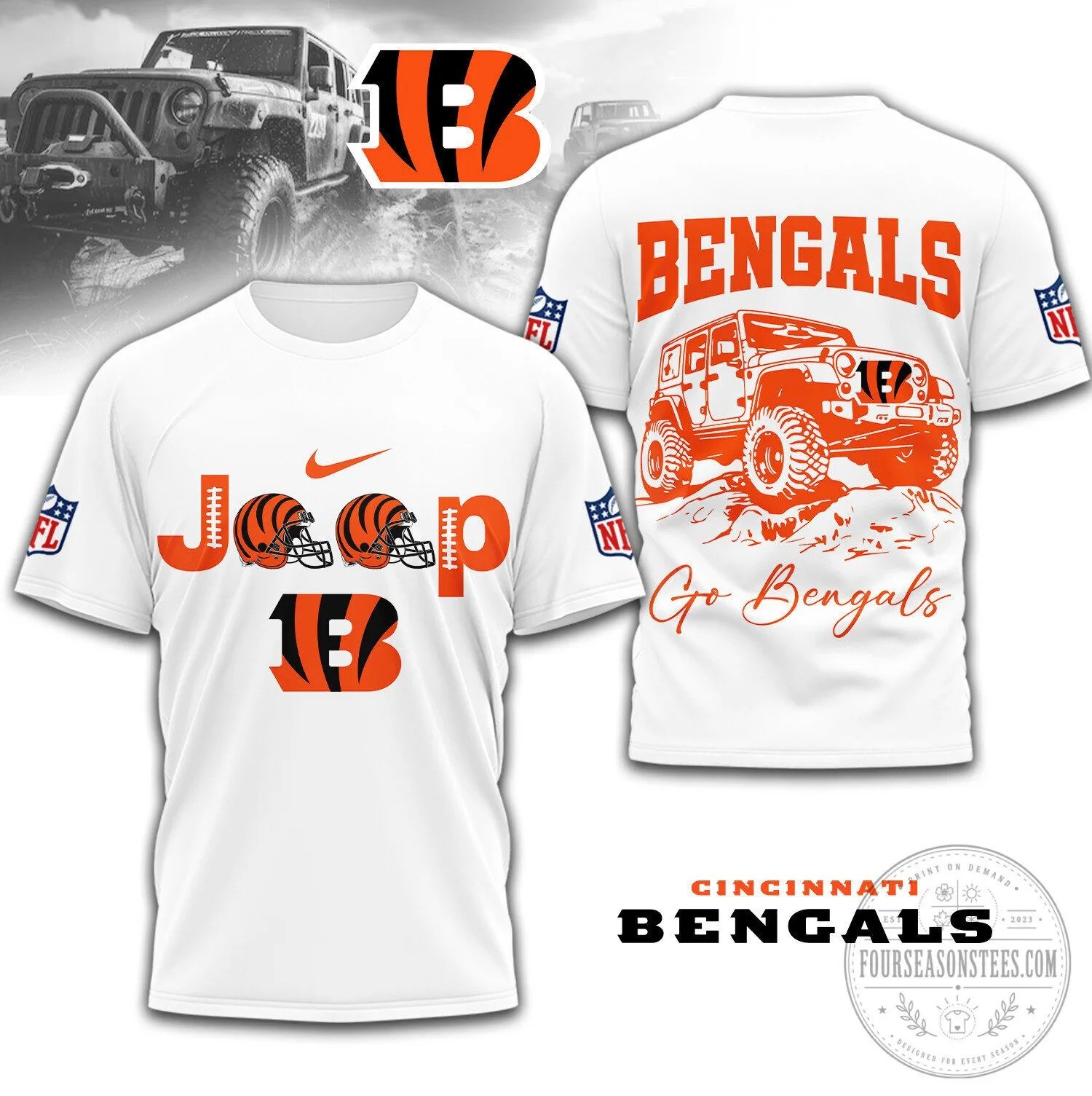 Cincinnati Bengals Jeep Off Road Adventure Fan T-Shirt