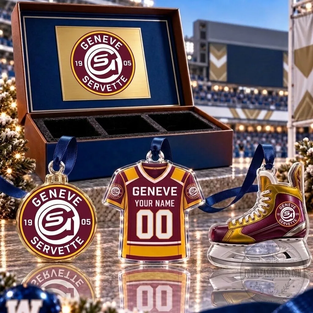 Geneve Servette Hockey Club National League Team Acrylic Ornament Set
