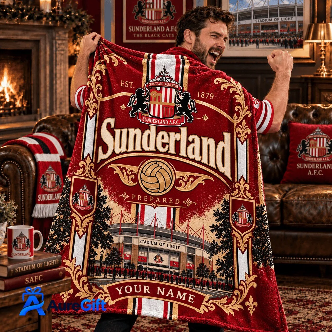Sunderland Football Club Personalized Fleece Blanket