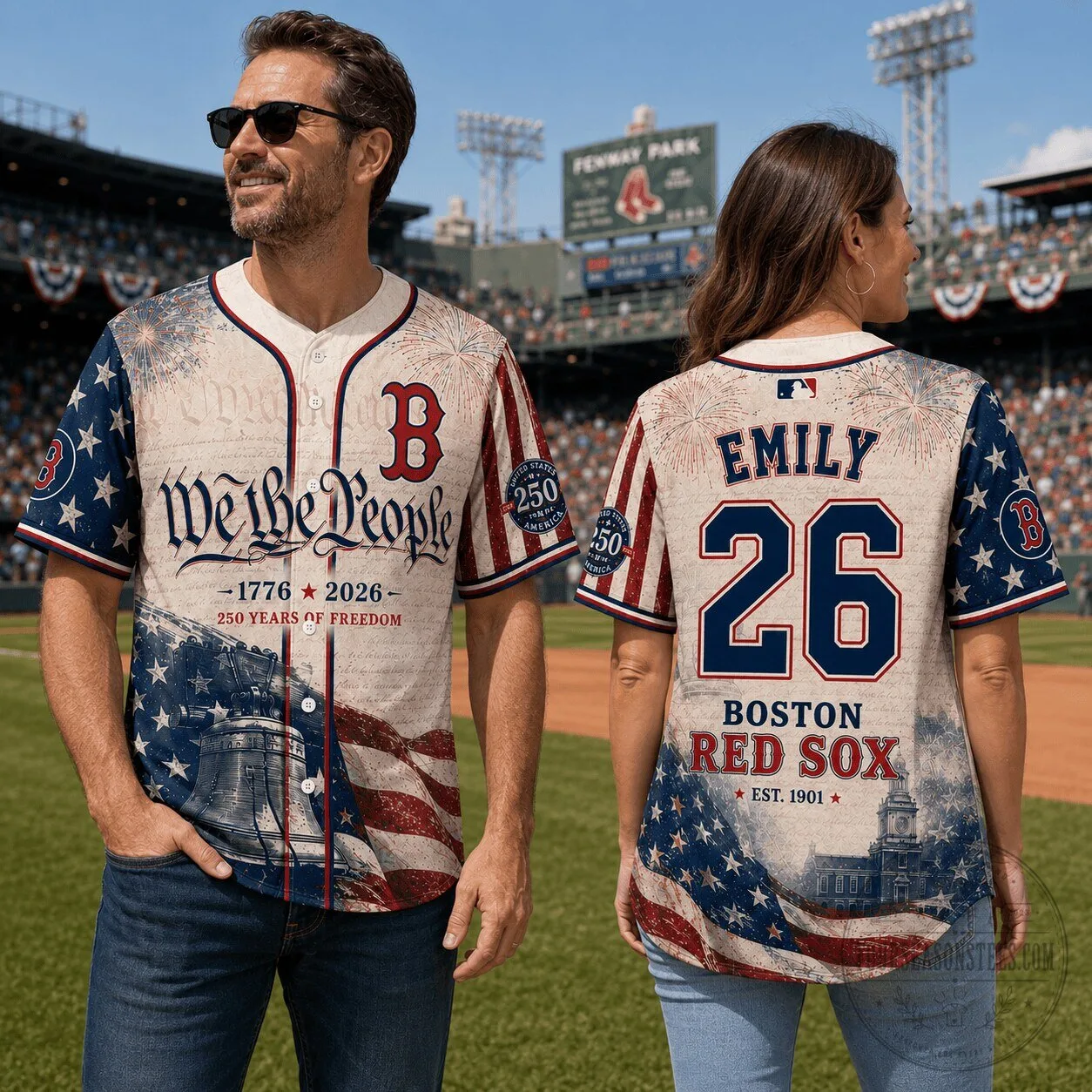 Boston Red Sox Baseball Jersey Personalized We The People 250 Years of Freedom 3 Boston Red Sox Baseball Jersey Personalized We The People 250 Years of Freedom