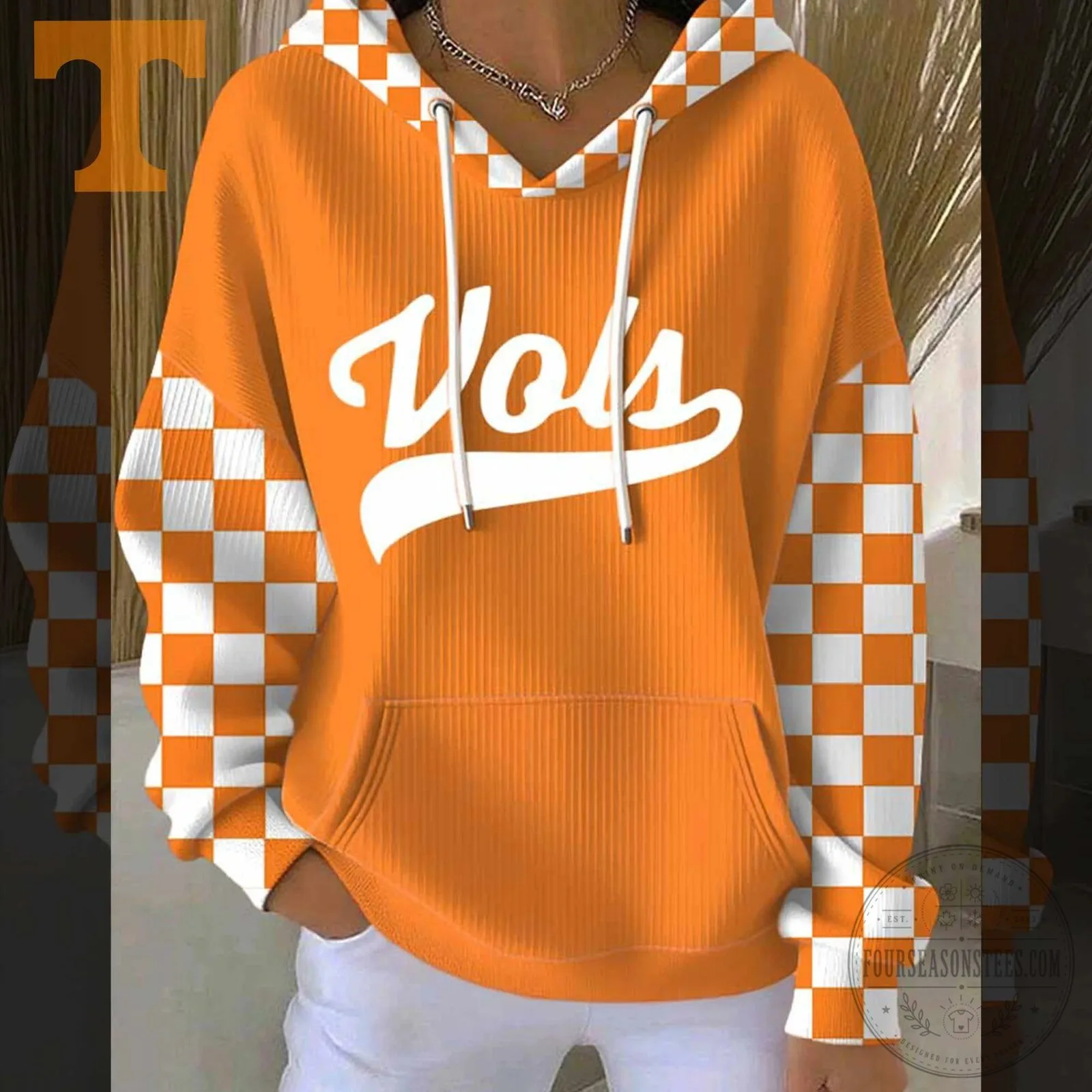 Tennessee Volunteers Checkerboard Orange White Hoodie