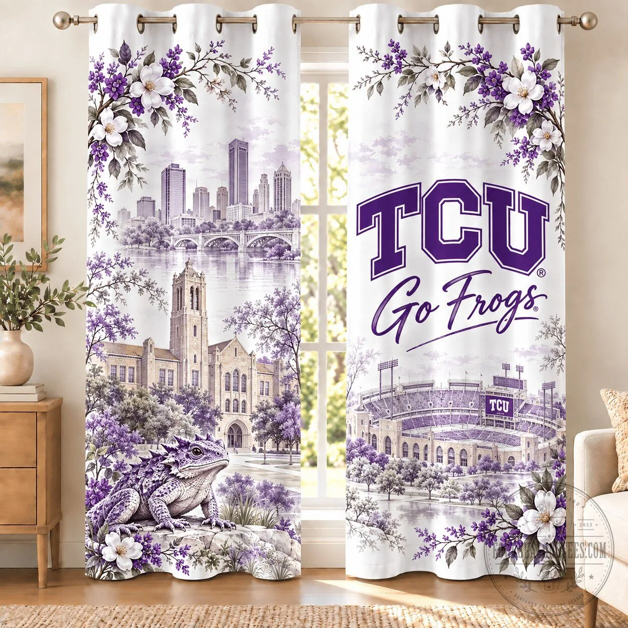 Texas Christian University Horned Frogs College Football Fan Room Decor Curtains