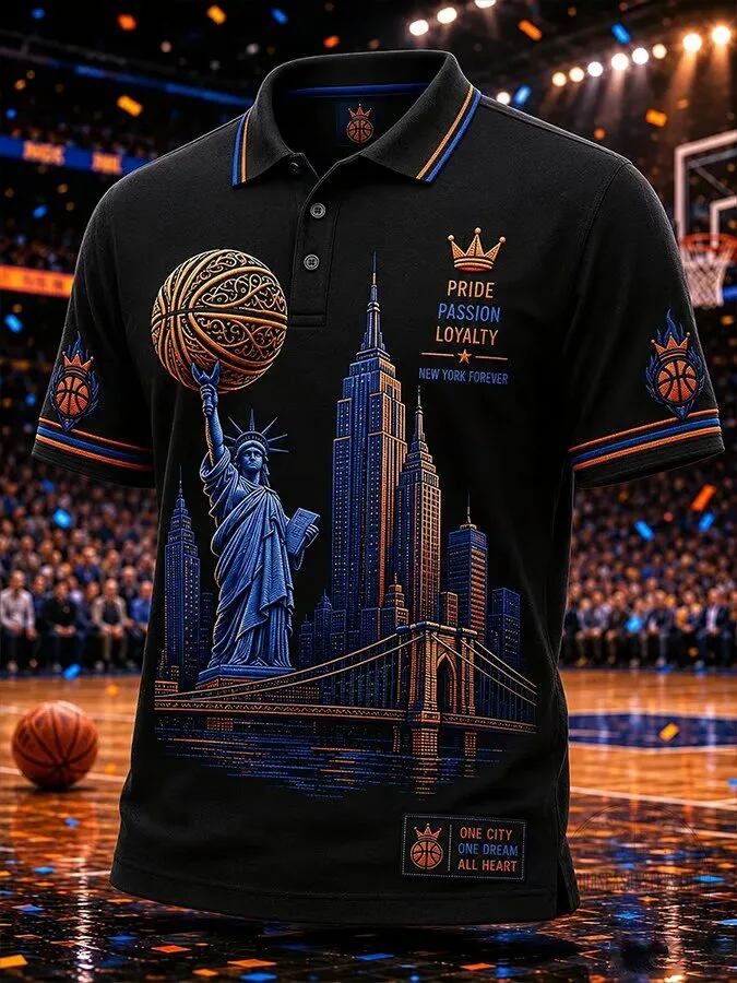New York City Basketball Fan Polo Shirt for Men, Pride Passion Loyalty Apparel