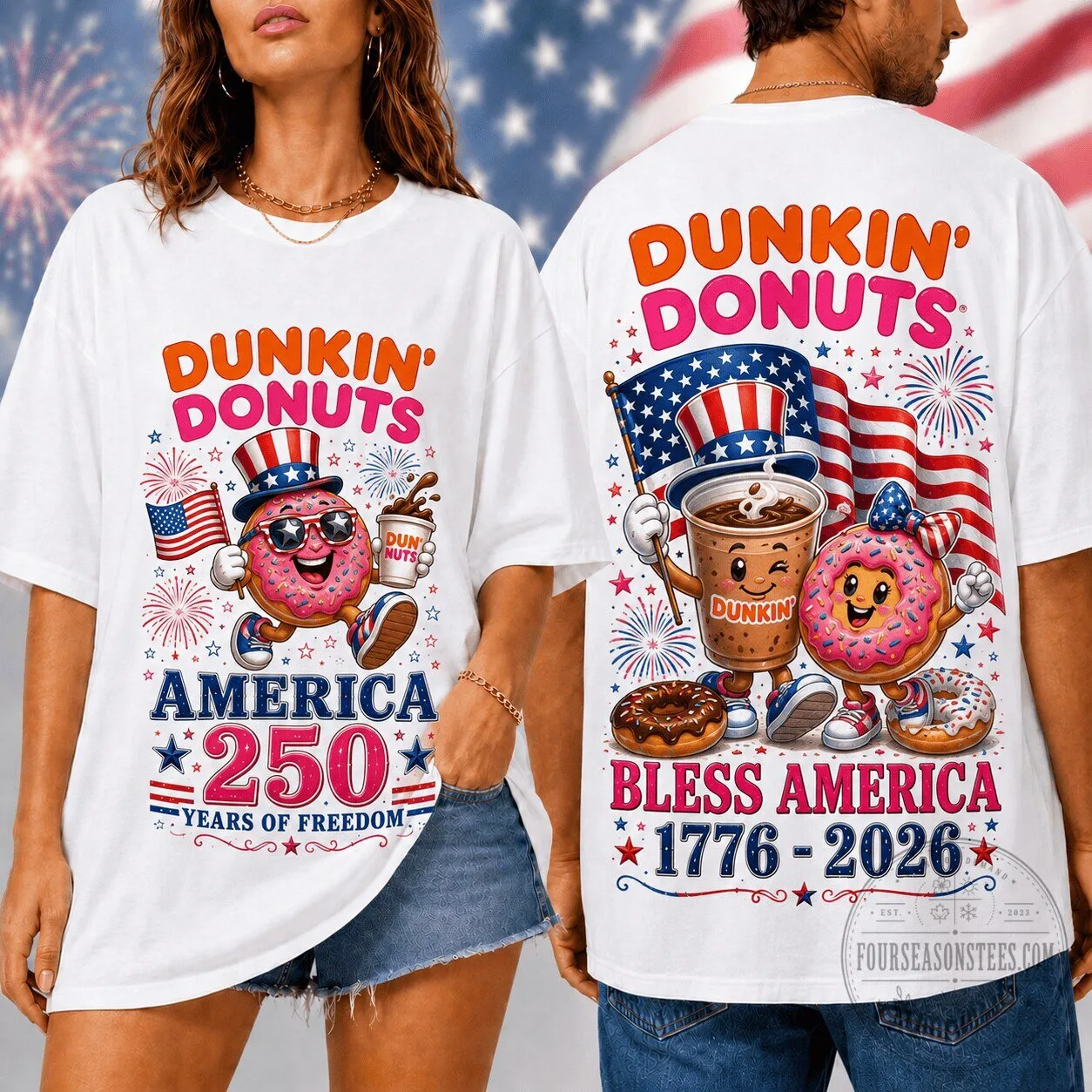 Fourth of July Dunkin' Donuts America 250 Years of Freedom T-Shirt