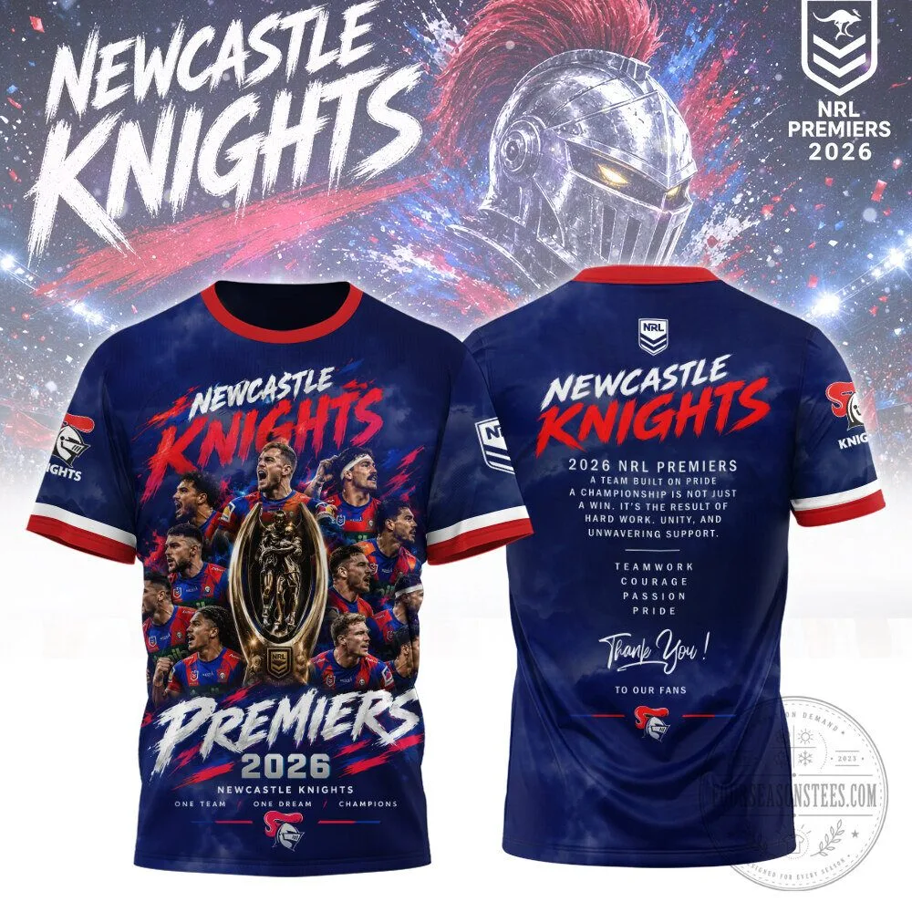 Newcastle Knights NRL Premiers 2026 Rugby Team Fan T-Shirt