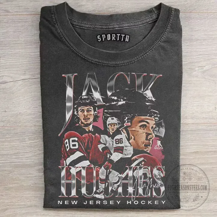 Jack Hughes New Jersey Hockey Vintage Washed T-Shirt