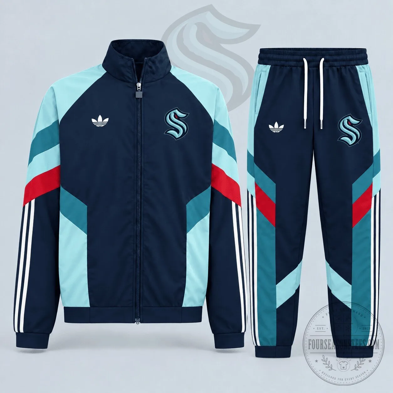 Seattle Kraken National Hockey League Adidas Tracksuit Jacket and Jogger Pants Set