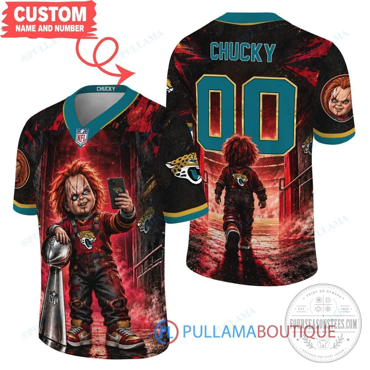 Jacksonville Jaguars Chucky Child's Play Horror Movie Football Jersey