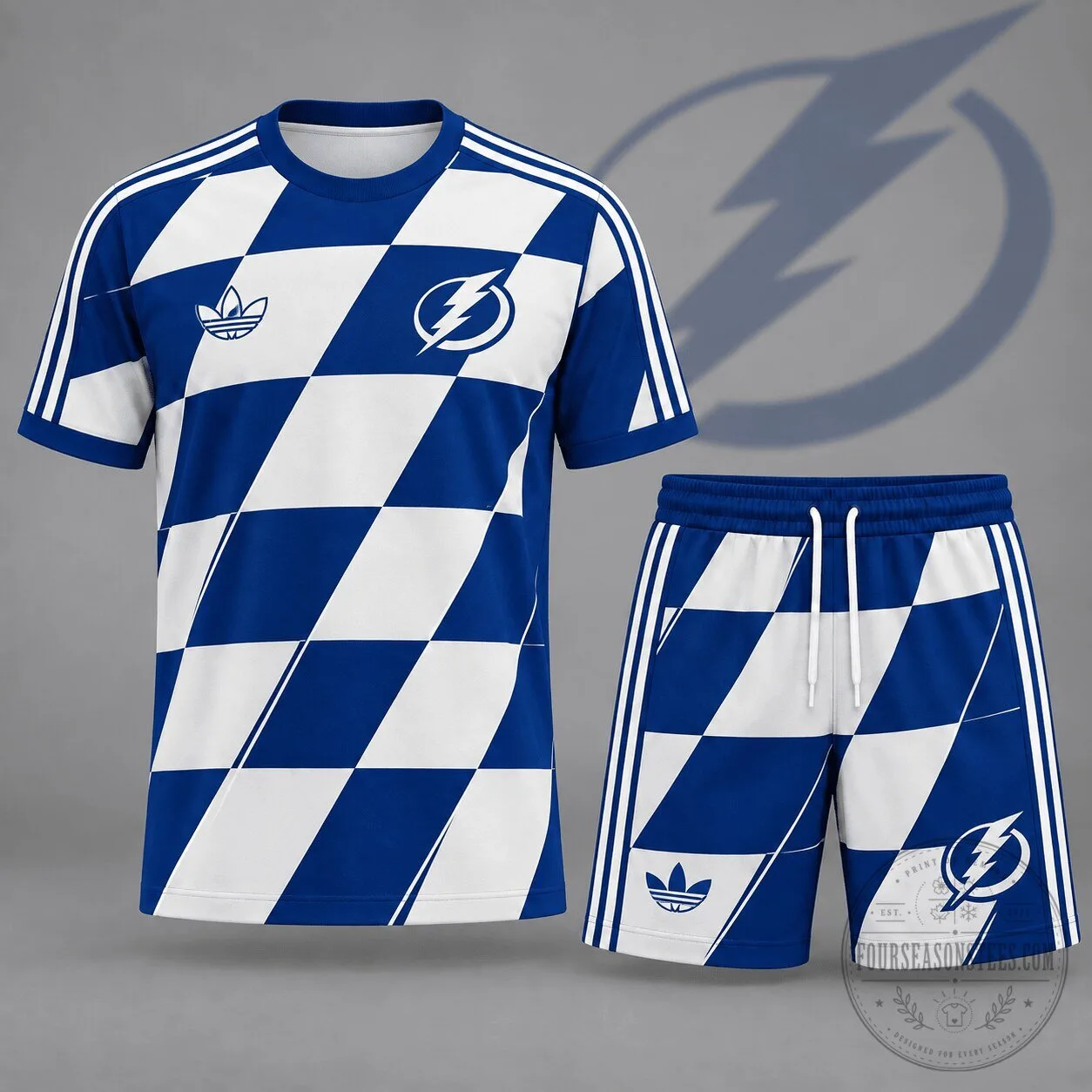 Tampa Bay Lightning Geometric Colorblock T-Shirt and Shorts Set