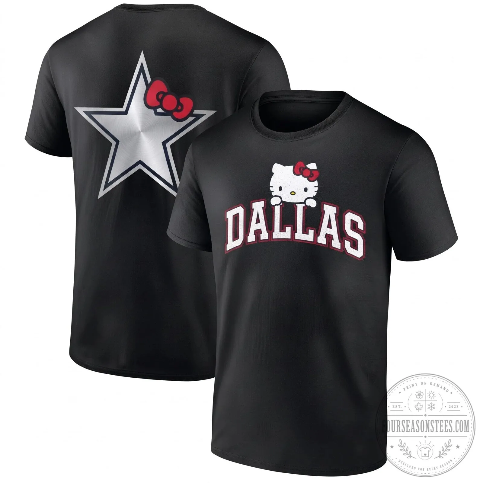 Dallas Cowboys Hello Kitty Crossover Graphic Print T-Shirt